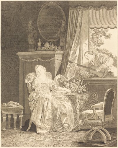 İspanyol aşkı by Augustin de Saint Aubin and Noël Pruneau after Jean Baptiste Le Prince