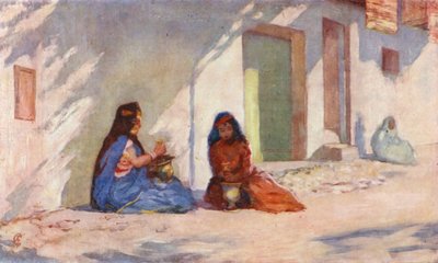 Biskra, Oulid-Nail Kına Yıkayan Kadınlar (renkli taş baskı) by Augustine Fitzgerald