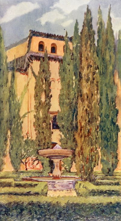 Lindaraxa Sarayı, Elhamra (renkli taş baskı) by Augustine Fitzgerald