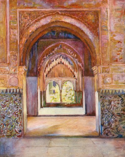 İki Kız Kardeş Kapısı, Elhamra (renkli taş baskı) by Augustine Fitzgerald