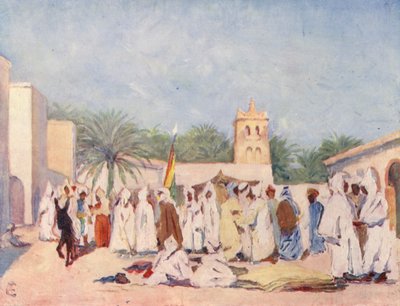 Pazar Yeri, Biskra (renkli lito) by Augustine Fitzgerald