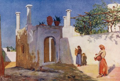 Caprili Köy Yolu, Capri (renkli lito) by Augustine Fitzgerald