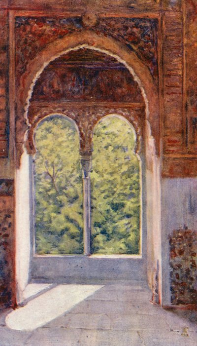 Esir Kulesi Penceresi, Elhamra (renkli taş baskı) by Augustine Fitzgerald