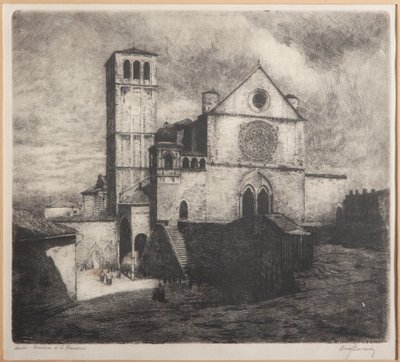 Assisi, Aziz Francis Bazilikası (kağıt üzerine gravür) by Augusto Baracchi