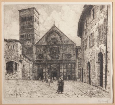 Assisi, S. Rufinus (kağıt üzerine gravür) by Augusto Baracchi