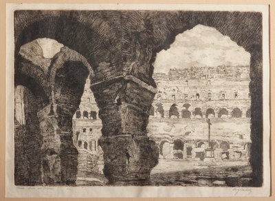 Roma, Kolezyum Kemerleri (kağıt üzerine gravür) by Augusto Baracchi