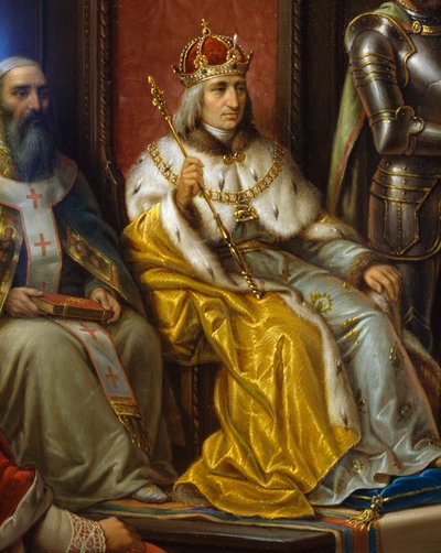 Trieste şairi Raffaele Zovenzoni tarafından Türklere karşı yürümeye zorlanan III. Friedrich, detay, Augusto Tominz (1818-1883) by Augusto Tominz