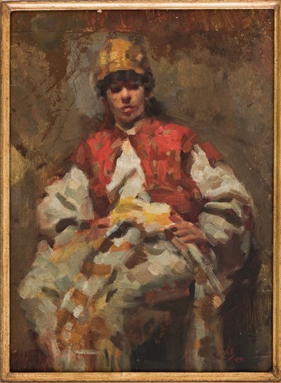 Kadın Figürü (kağıt üzeri yağlı boya) by Augusto Valli