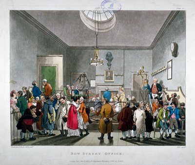 Bow Street Polis Mahkemesi, Westminster, Londra, 1808 by Augustus Charles Pugin, Thomas Rowlandson