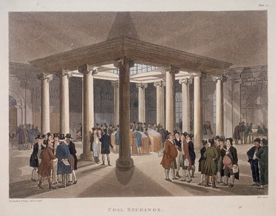 Kömür Borsası, Londra, 1808 by Augustus Charles Pugin, Thomas Rowlandson