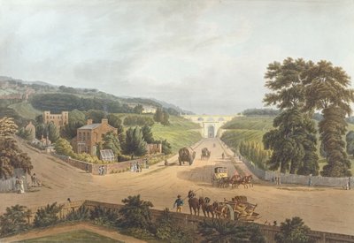 John Hill (1770-1850) (aquatint) tarafından oyulmuş Highgate Archway