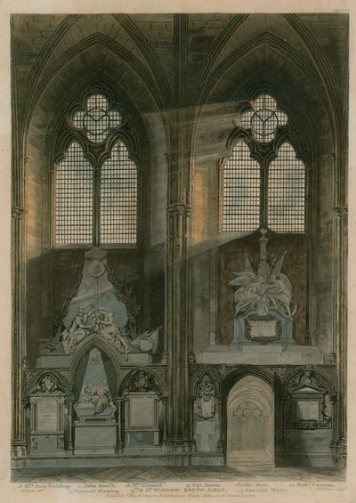 Dördüncü ve beşinci pencere, Güney Koridor, Westminster Abbey, Londra by Augustus Charles Pugin
