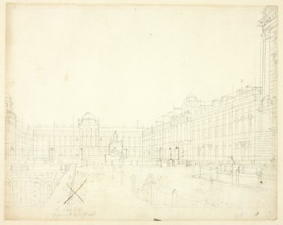 Londra'daki Microcosm'dan Somerset House, Strand için Çalışma by Augustus Charles Pugin