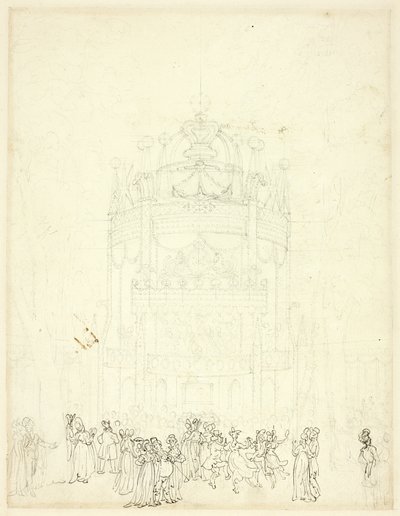 Vauxhall Bahçesi için Çalışma by Augustus Charles Pugin