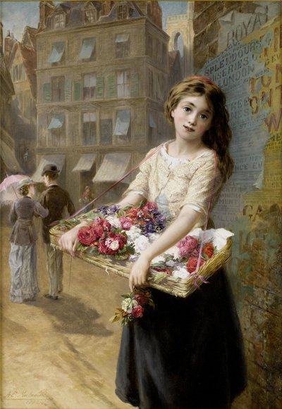Bir sokak çiçeği satıcısı by Augustus Edwin Mulready