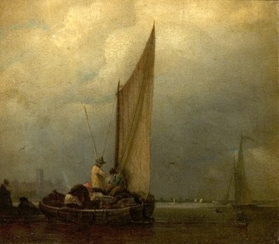 Mavnalı Bir Nehir Manzarası, c.1825 by Augustus Wall Callcott