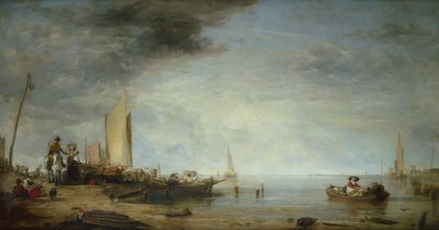 Hollanda Pazar Tekneleri, Rotterdam (tuval üzerine yağlı boya) by Augustus Wall Callcott