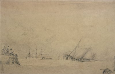 Liman Ağzına Lugger Yapımı (çizim) by Augustus Wall Callcott