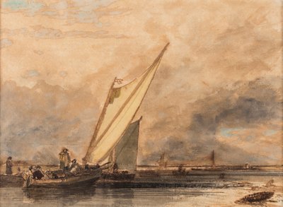 Medway#39;de tarih bilinmiyor (kağıt üzerine suluboya) by Augustus Wall Callcott