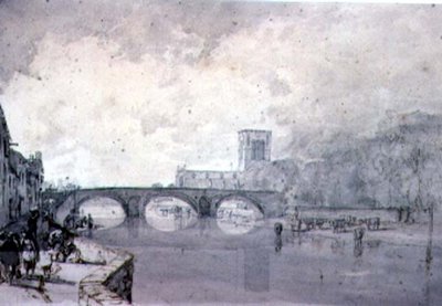 Abbey ve Nungate Köprüsü, Haddington, Doğu Lothian, (çizim) by Augustus Wall Callcott