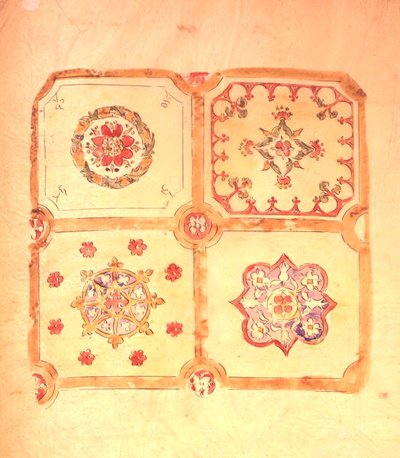 Westminster Sarayı için tavan tasarımı (kağıt üzerine kalem ve mürekkep ve sulu boya) by Augustus Welby Northmore Pugin
