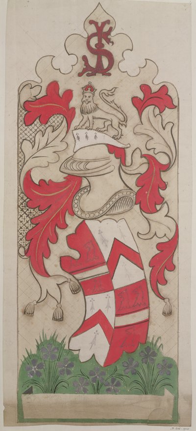 Parlamento Binası dekorasyonu için tasarım (kağıt üzerine kurşun kalem, guaş ve wc) by Augustus Welby Northmore Pugin