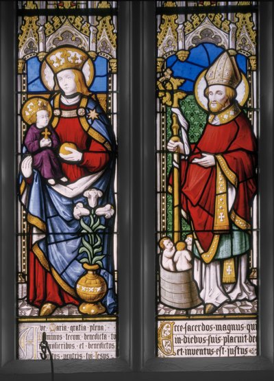 Aziz Nikolaos ile Bakire ve Çocuk, detay, 1841 (vitray) by Augustus Welby Northmore Pugin