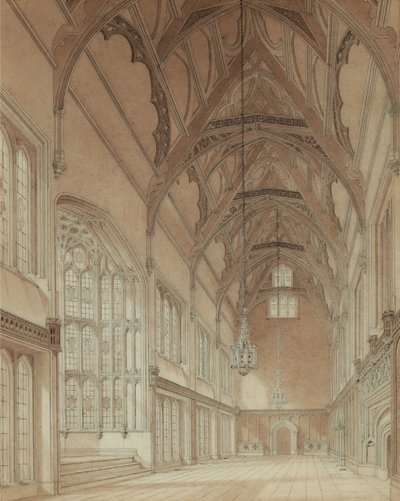 Bir Kolej Salonunun İçi by Augustus Welby Pugin