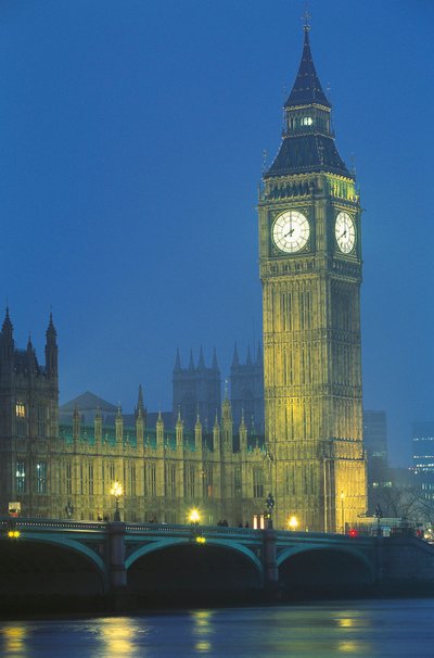 İngiltere, İngiltere, Londra, Westminster Sarayı ve Big Ben geceleri by Augustus Welby Pugin