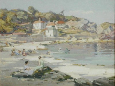 Bir Cornish Sahili (panelde yağ) by Augustus William Enness