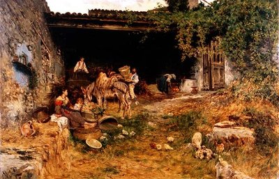 İtalyan Çiftliği (panelde yağ) by Aurelio Tiratelli