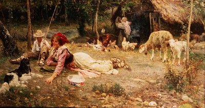 İtalyan Çiftlik Sahnesi by Aurelio Tiratelli