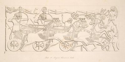 Savaşta Asur Savaşçıları, Nineveh Anıtları, pub. 1849 by Austen Henry Layard