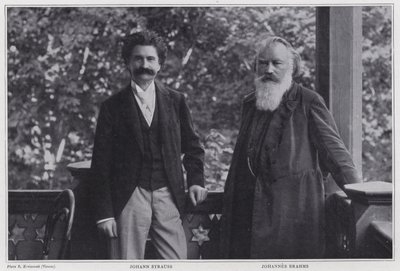 Besteciler Johann Strauss the Younger ve Johannes Brahms, Viyana by Austrian Photographer