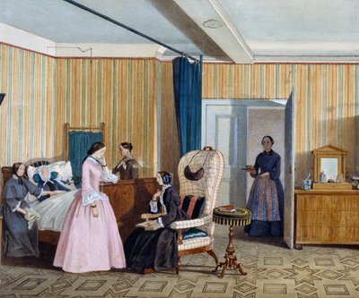 Biedermeier tarzı yatak odası, sulu boya, Avusturya by Austrian School