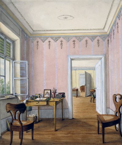 Biedermeier tarzı iç mekan, yaklaşık 1840, suluboya, Avusturya by Austrian School