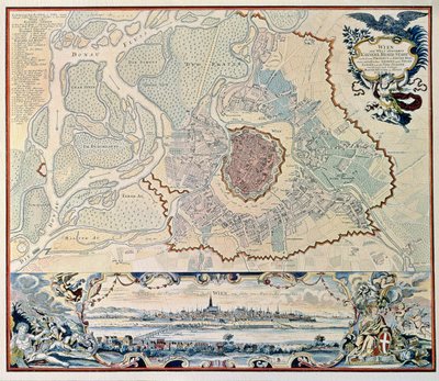 1720 gravürünün ardından Viyana şehrinin planı (gravür) by Austrian School