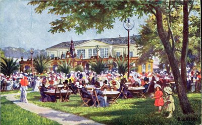 Meierei-Tivoli kafeteryasının terasını gösteren kartpostal, Schonbrunn Mahallesi, Viyana by Austrian School