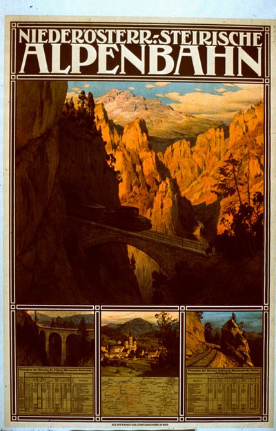 Niederösterr-Styrian Alp Demiryolu için Poster by Austrian School