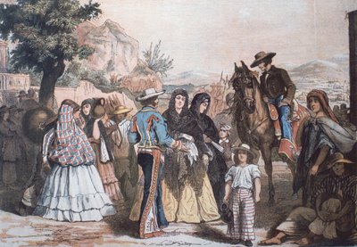 Geleneksel Meksika on dokuzuncu yüzyıl ortası kostümleri by Austrian School