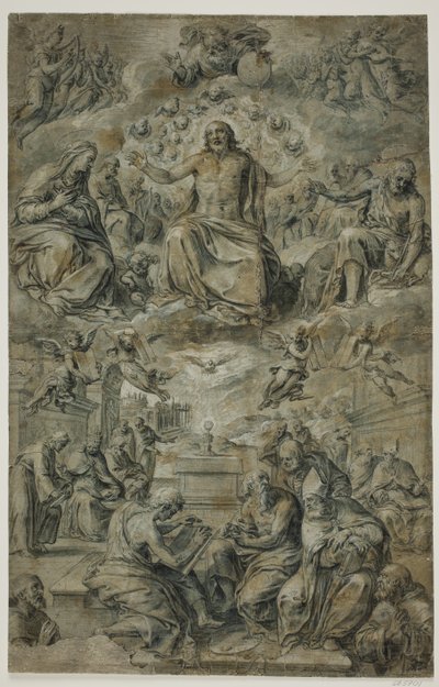 Gökyüzünde uçan Trinity ile Kutsal Ayin Anlaşmazlığı by Avanzino Nucci