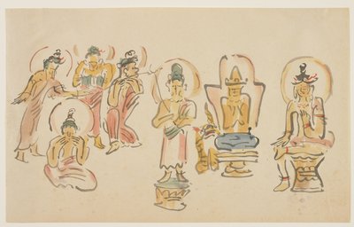 (Asakusa Kannon tapınağı karikatürleri A), c. 1900 by Awashima Kangestu