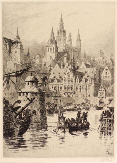 Gotik Kuleler ve Nehir, Köln by Axel Haig