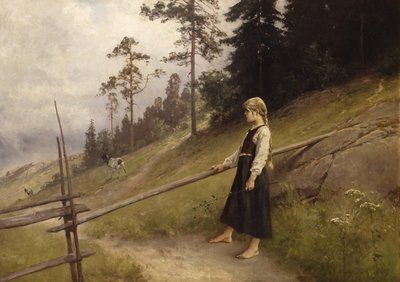 Dairymaid (tuval üzerine yağlı boya) by Axel Hjalmar Ender