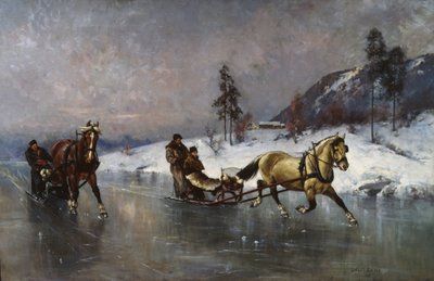 Buzda Kızak Gezisi (tuval üzerine yağlı boya) by Axel Hjalmar Ender