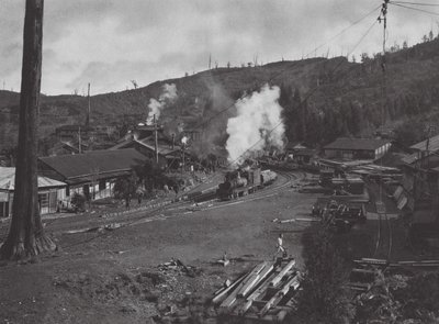Japonya: Numanohira, Kereste taşınıyor (b/w fotoğraf) by Axel von Graefe