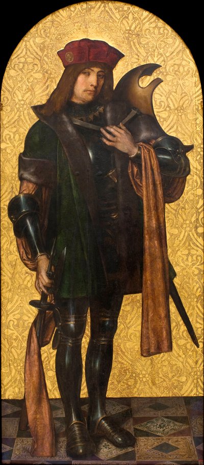 Aziz Candide (Xander) (Saint Candidus) veya Savaşçı Aziz (bazen Saint George ile anılır) - Tablo Aine (Ayne) Bru (Hans Brun veya Lucius Brun) (16. yüzyılda aktif) Ahşap üzerine yağlı boya 1502-1507 Museu Nacional d