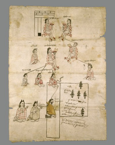 Aztek Land Record sayfası, c.1575 (kağıt üzerine mürekkep) by Aztec