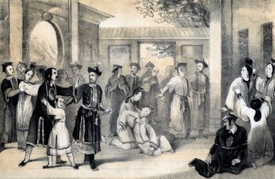 "Çin halkı, Zinguis-Han tarafından fethedildikten sonra Tatarlar tarafından köle olarak satıldı", 1847. by B Clayton