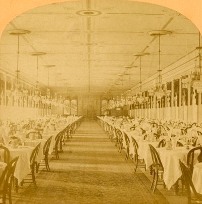 Yemek Salonu, Grand Union Oteli, Saratoga, Dünyanın En Büyük Yemek Salonu, 1882. by B. W. Kilburn